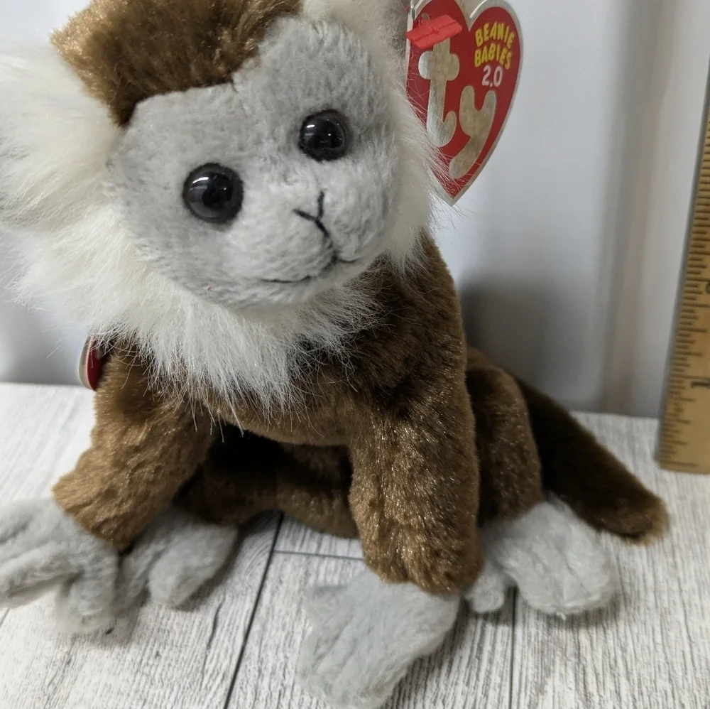 Ty Jungle Beanie Babies Brown and Gray Monkey Plush